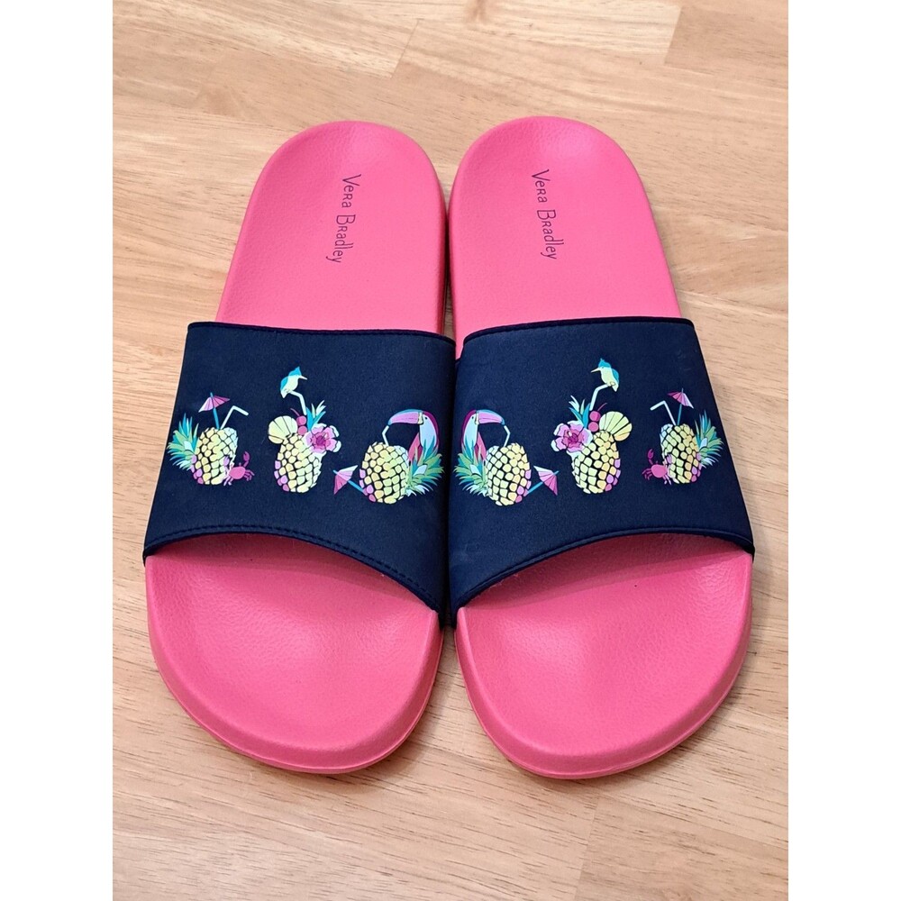 Women’s Vera Bradley Beach Slides Sandals Toucan Party Large 9-10 NWOT